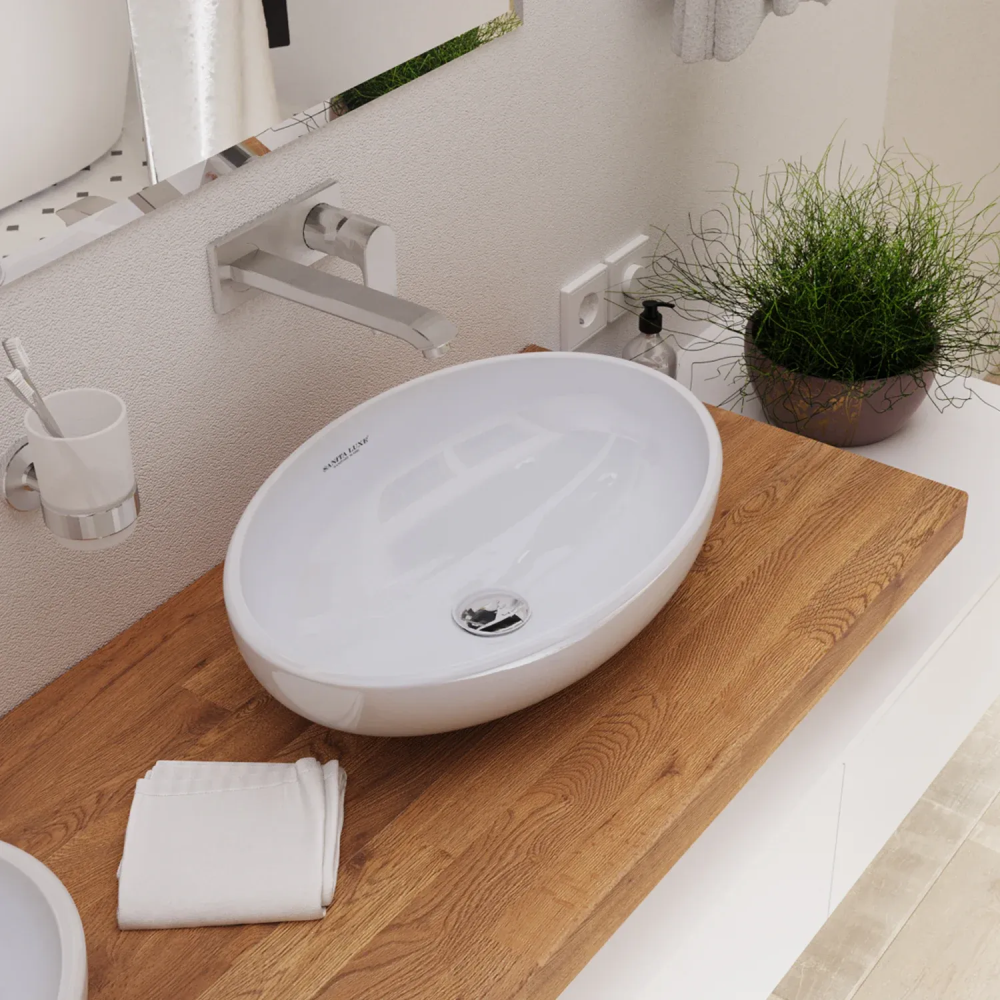 Раковина накладная Sanita Luxe 53 Белый глянцевый WB.CT/Ringo/53-N/WHT.G/S1 Раковина накладная Sanita Luxe 53 Белый глянцевый WB.CT/Ringo/53-N/WHT.G/S1