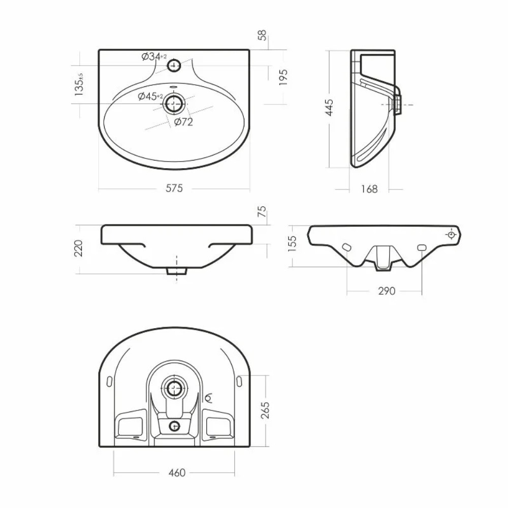 Раковина подвесная Sanita Самарский 58 Белый глянцевый WB.PD/Samarsky/57-C/WHT.G/S1 Раковина подвесная Sanita Самарский 58 Белый глянцевый WB.PD/Samarsky/57-C/WHT.G/S1 — изображение 4