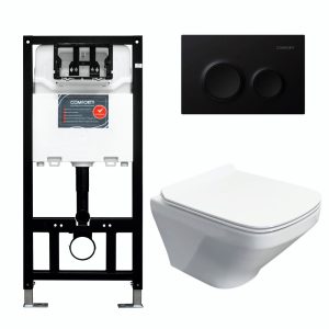 Инсталляция Comforty с унитазом 108 и кнопкой смыва Черный матовый 00-00022395CF