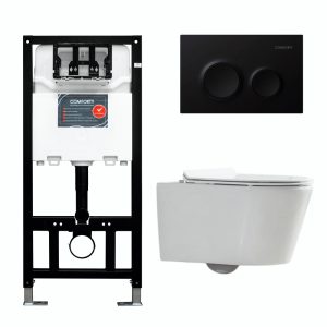 Инсталляция Comforty с унитазом CF40513R и кнопкой смыва Черный матовый 00-00022734CF