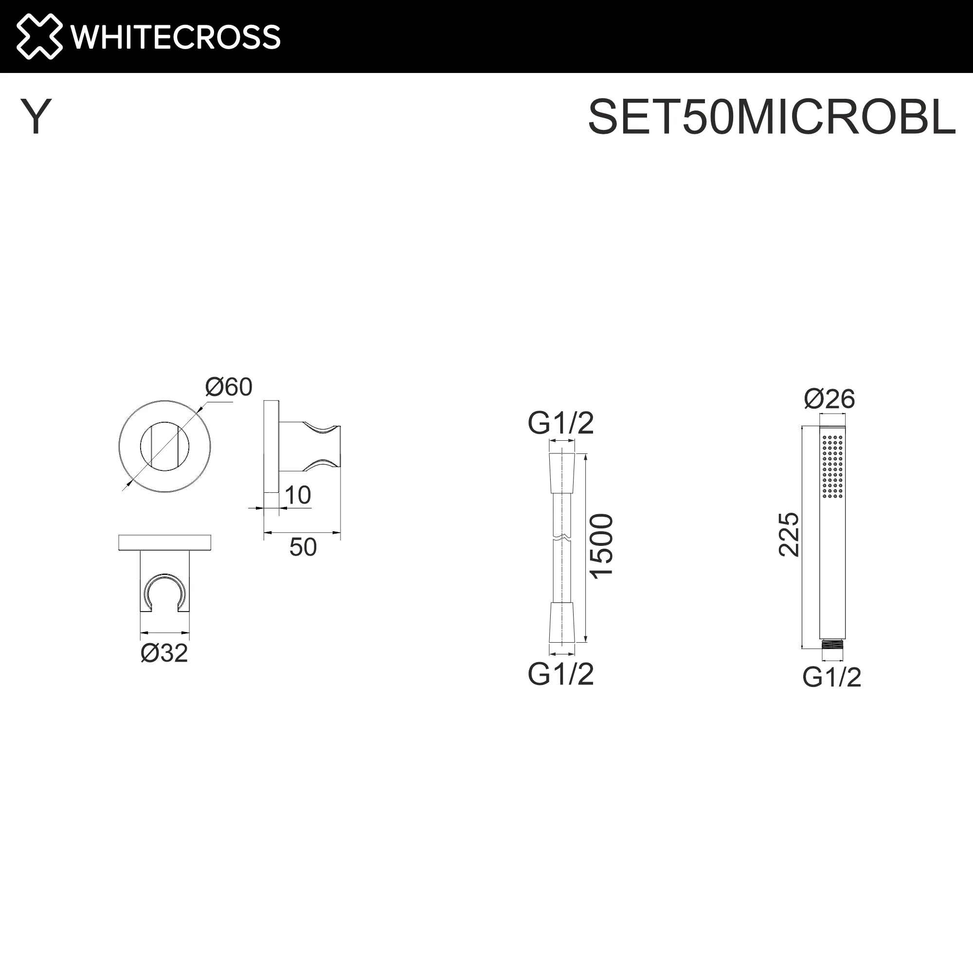 Душевой гарнитур WHITECROSS SET50MICROBL Душевой гарнитур WHITECROSS SET50MICROBL — изображение 2