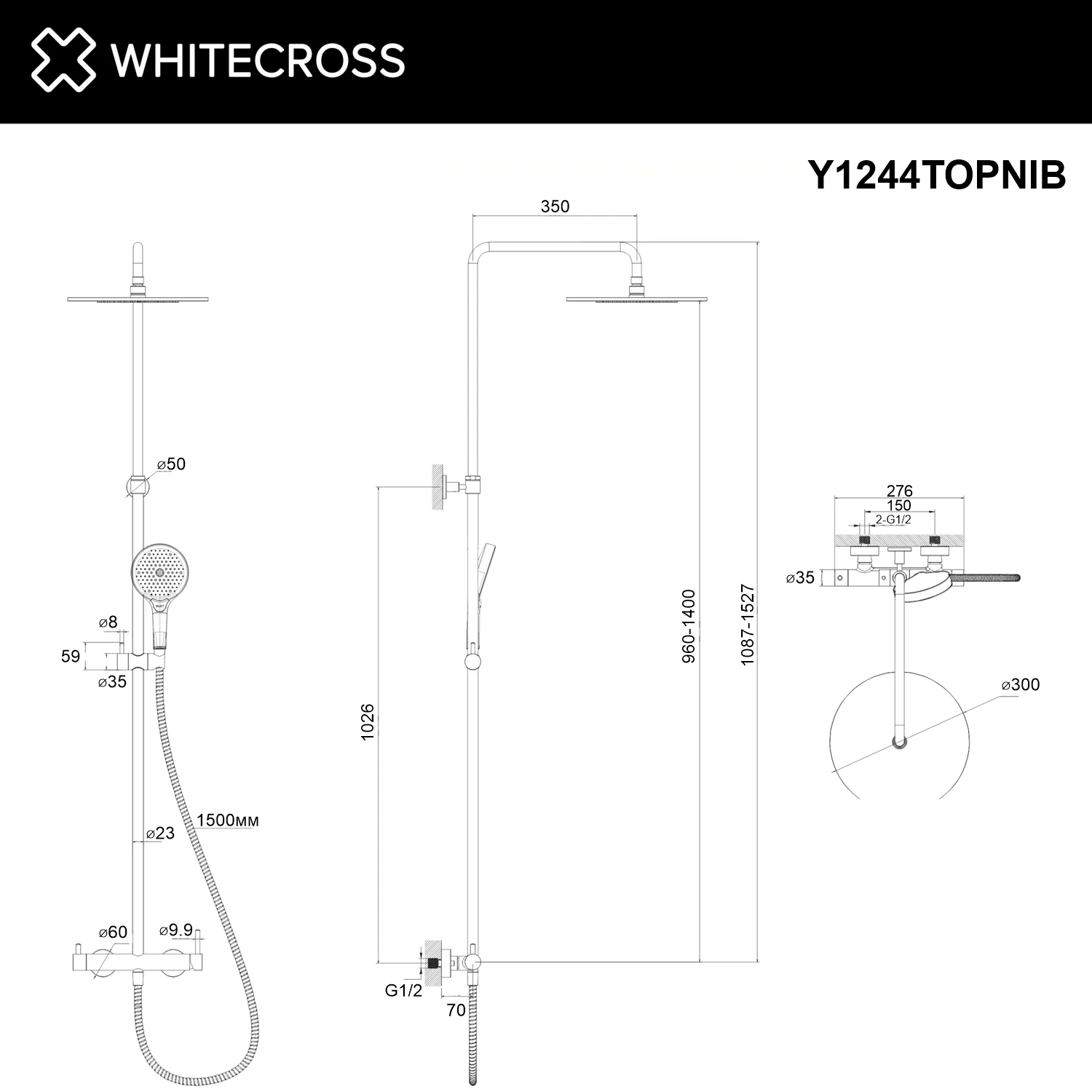 Душевая система WHITECROSS Y Никель брашированный Y1244TOPNIB Душевая система WHITECROSS Y Никель брашированный Y1244TOPNIB — изображение 3